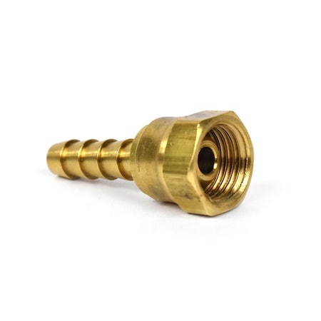 Brass Hose Fitting, Connector, 1/4 Inch Swivel Barb X 1/4 Inch Female NPT End, PK 6